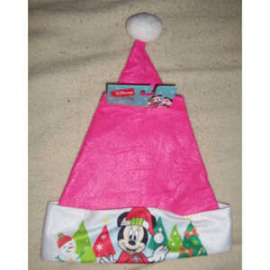 Disney Minnie Mouse Christmas Santa Hat Standing w/Trees 16" Pink Felt RUZ